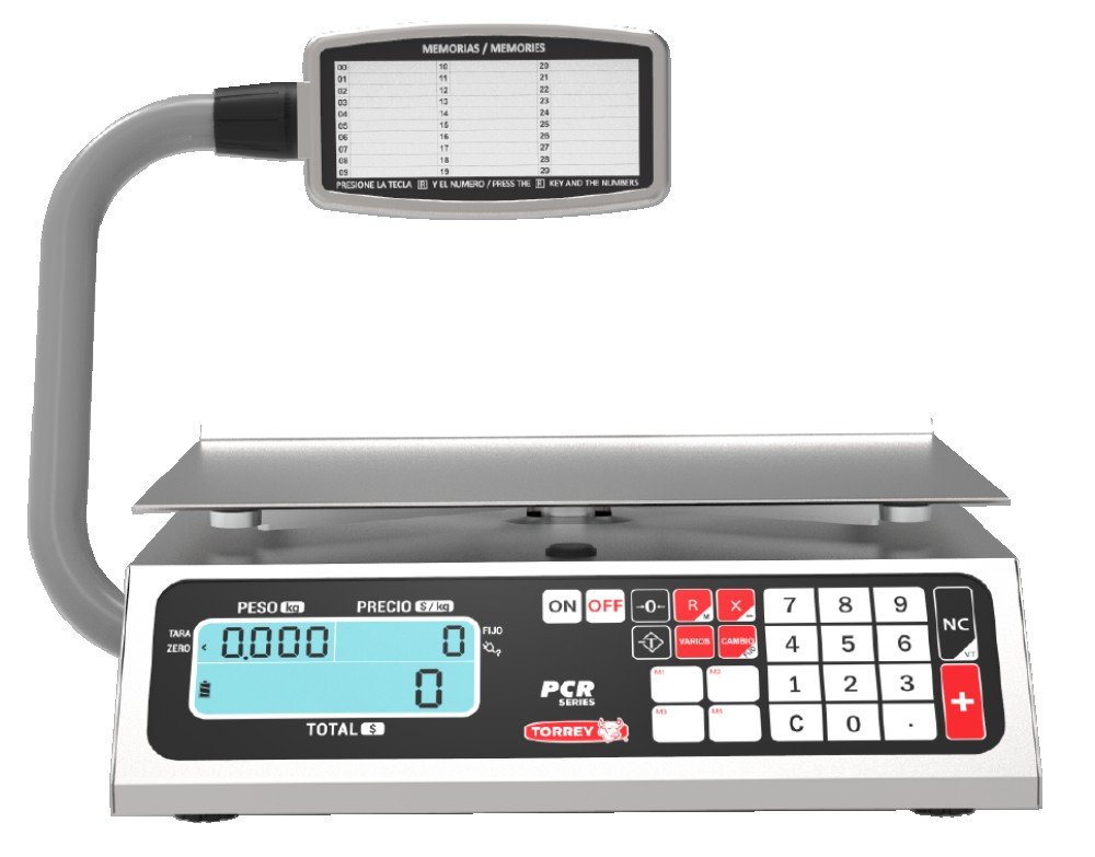 Báscula Digital Torrey con Torreta y Memorias de Precio PCR40T-N