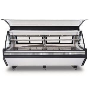 Vitrina carnicera exhibidora 2,5 m vidrio abatible acero inoxidable TEC-250LIFTAI