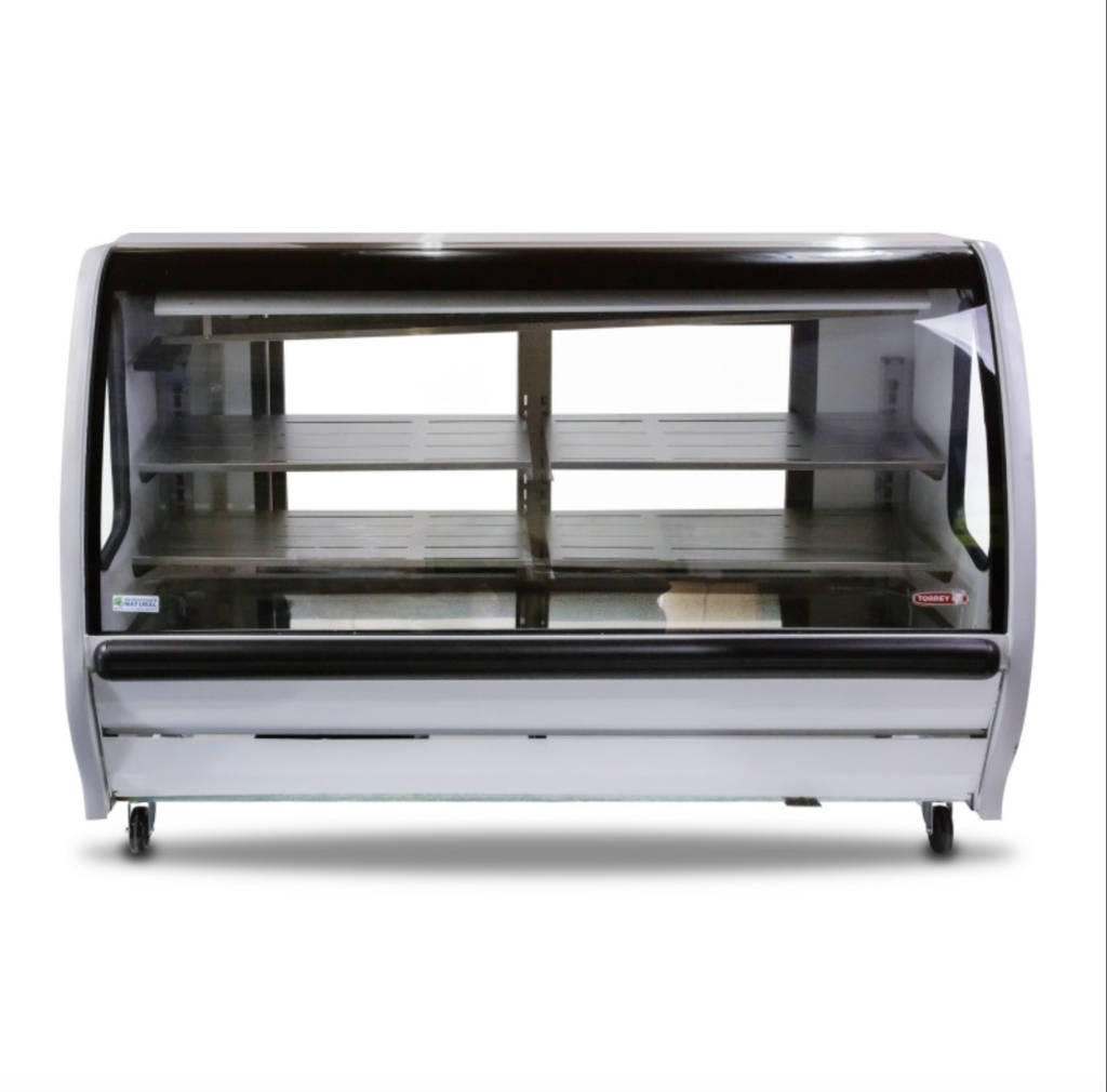 Vitrina exhibidora vidrio curvo color blanco 200cm TEM-200