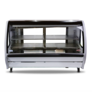 Vitrina exhibidora vidrio curvo color blanco 200cm TEM-200
