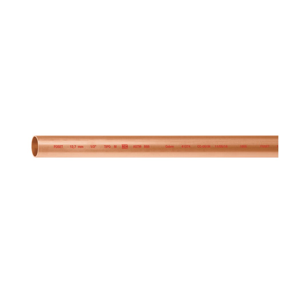 Tubo rígido de cobre 1/2" tipo "M", 3m, 0.9kg, FOSET