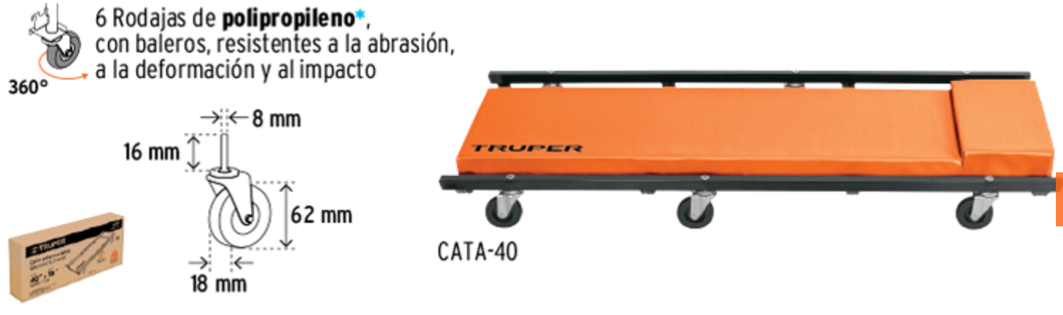 Cama de acero 36' para mecánico - Image 2