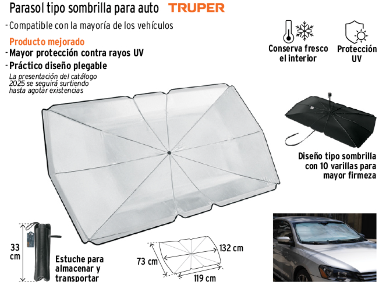 Parasol plegable de 135 cm para auto - Image 2