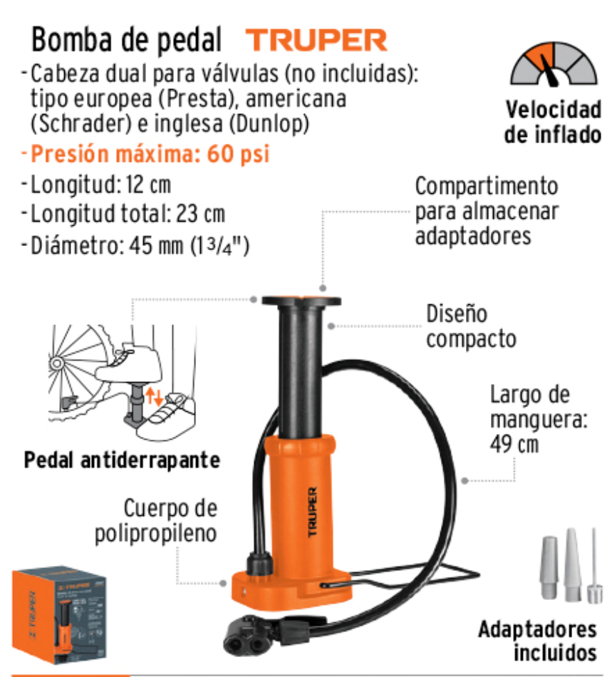 Bomba de pedal 60 PSI - Image 2