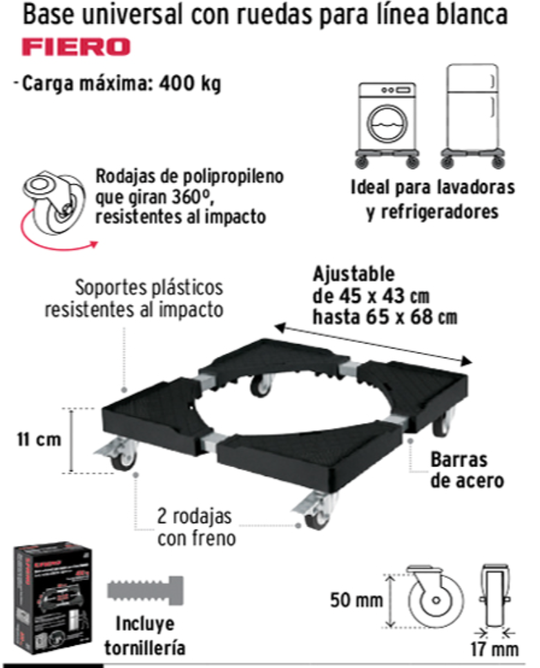 Base universal con ruedas para línea blanca, FIERO - Image 2