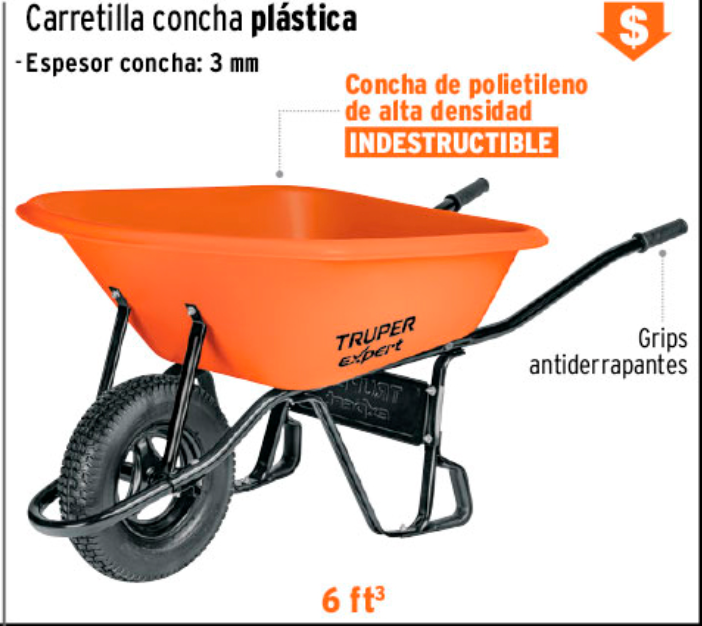 Carretilla 6ft3 EXPERT plástica, neumática, bastidor tubular - Image 2