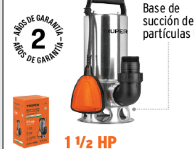 Bomba sumergible acero inoxidable,agua sucia,1-1/2HP, TRUPER - Image 2