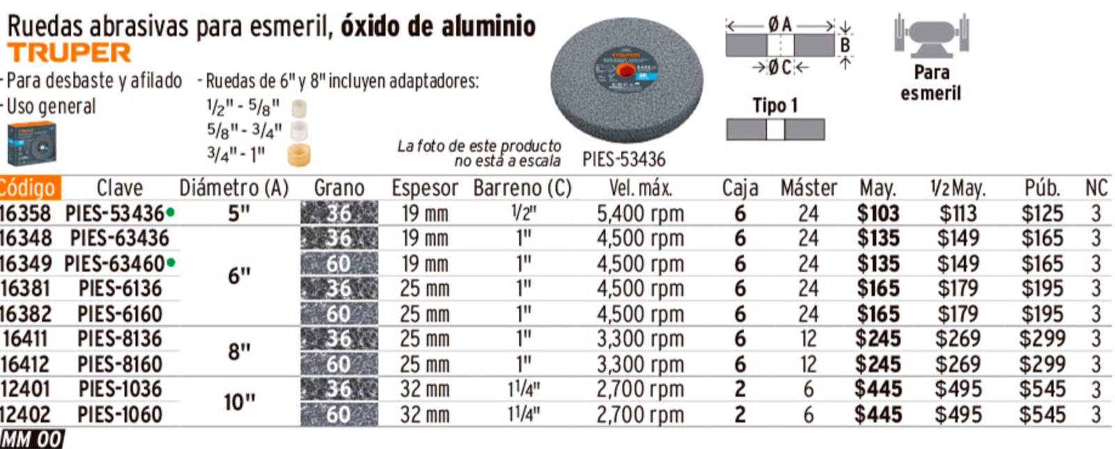Truper Rueda abrasiva p/esmeril 6X3/4', óxido de aluminio - Image 2