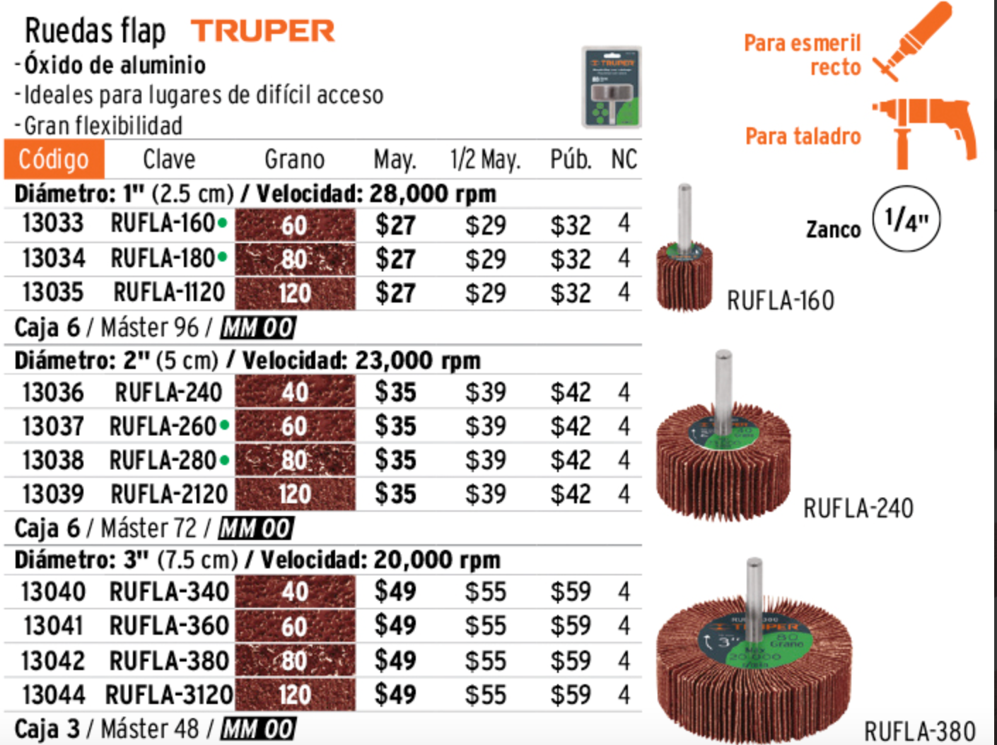 Rueda flap de 1', grano 60, Truper - Image 2