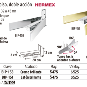 Bisagra de piso doble acción