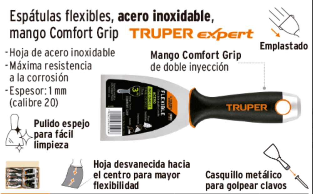 Espátula flexible 6' acero inox. mango Comfort - Image 2
