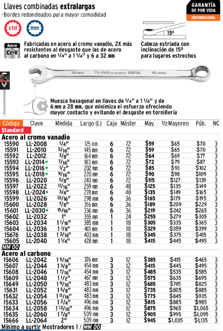 Llave combinada extralarga 7/16' x 183 mm de largo - Image 2