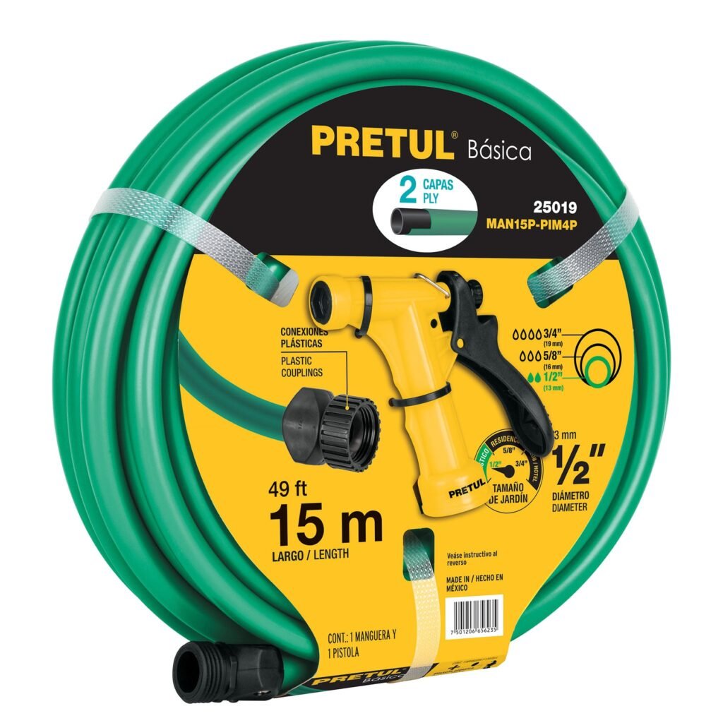 Combo manguera MAN-15X1/2P y pistola de riego PIM-4P