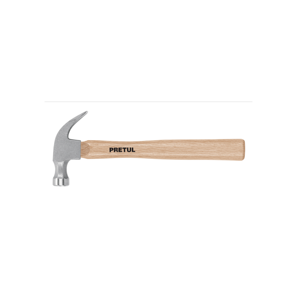 Martillo semipulido, 16 oz, uña curva, PRETUL