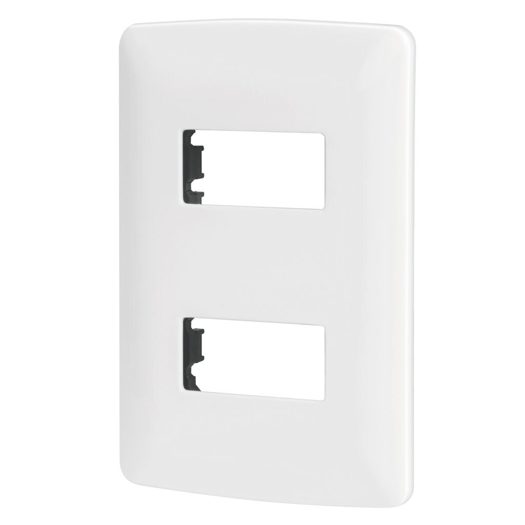 Volteck Placa 2 módulos de ABS, línea Italiana, color blanco