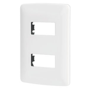 Volteck Placa 2 módulos de ABS, línea Italiana, color blanco
