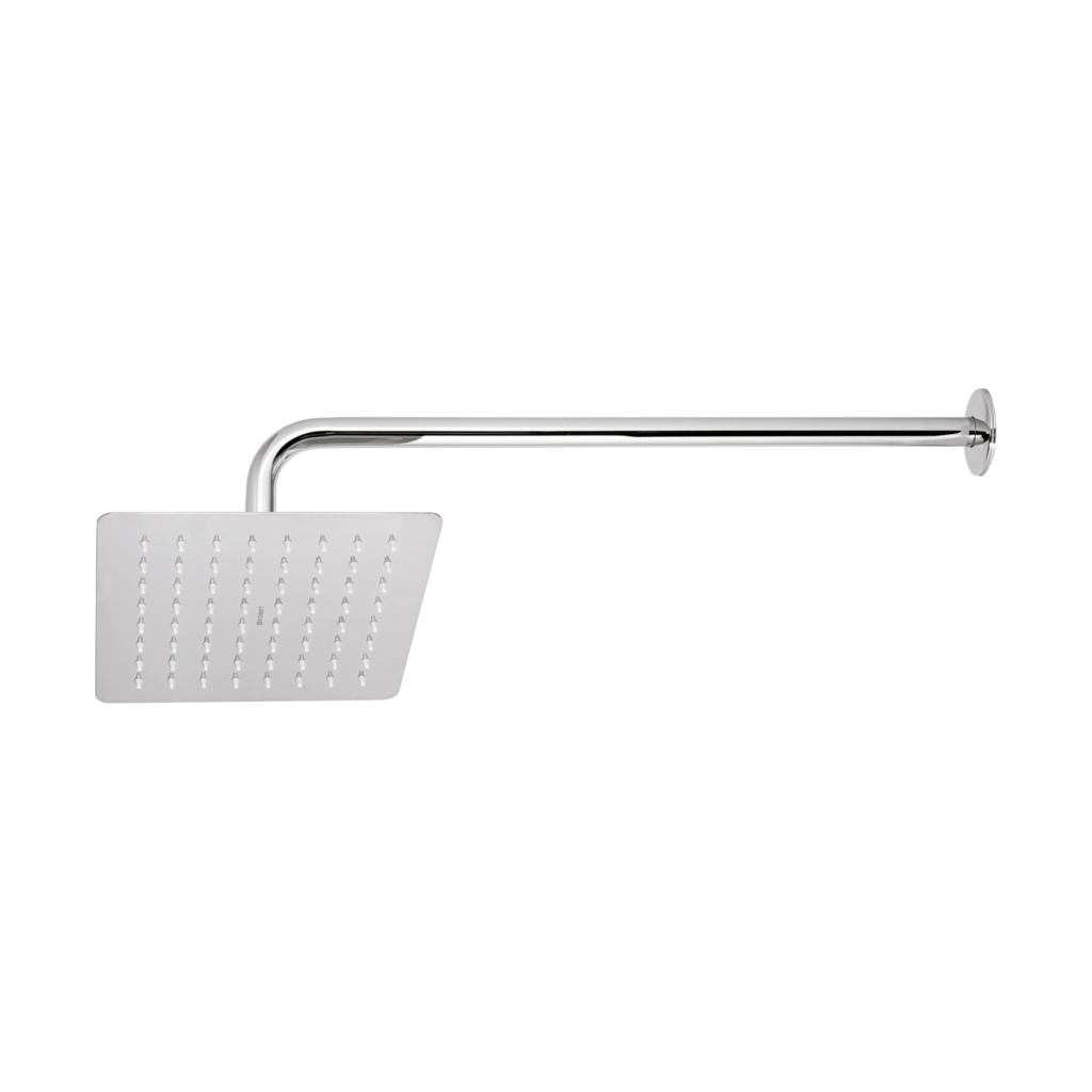 Regadera cuadrada 8", acero inox, con brazo, cromo,