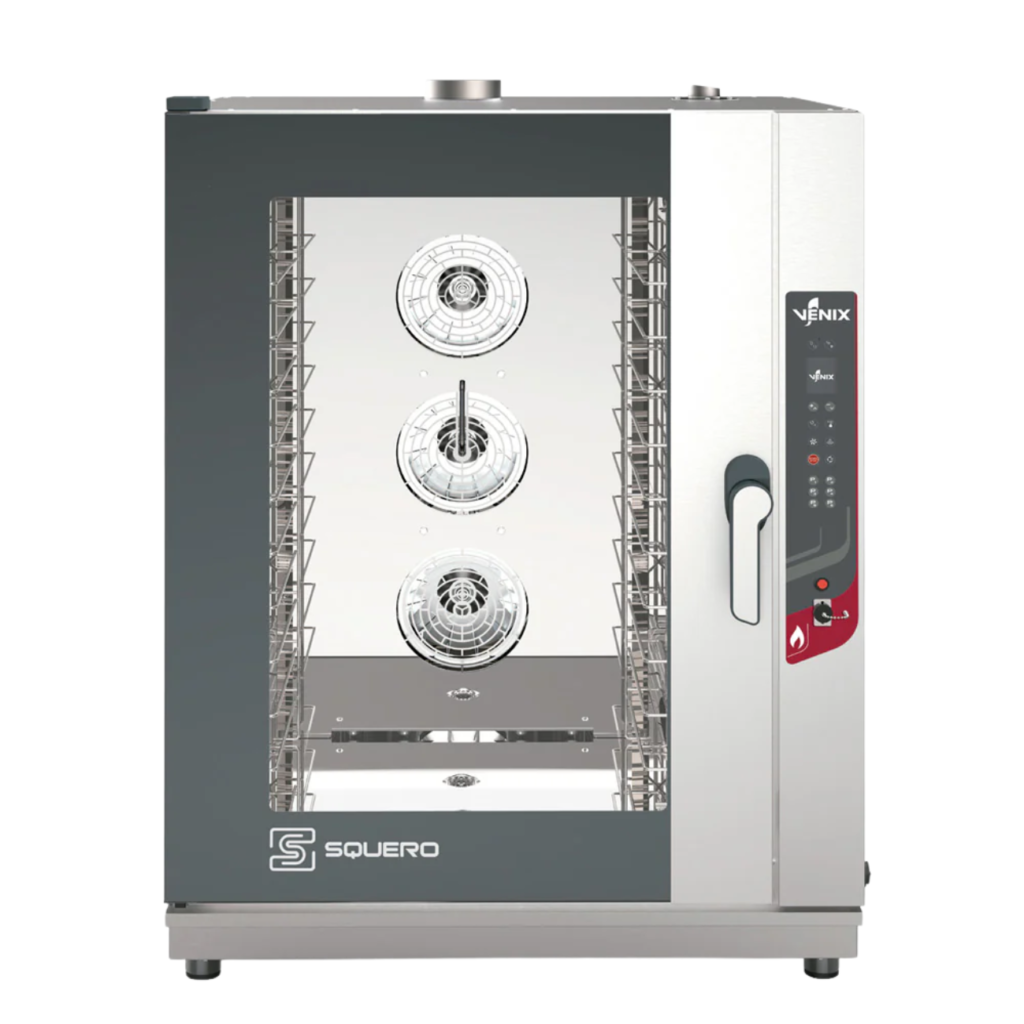 Horno Convección a Gas Vapor Control Digital Autolavado 10 Charolas 60×40 Cm 220v